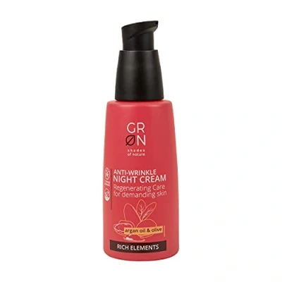Abbildung von GRN [GRÜN] Biokosmetik Anti Falten Nachtcreme Regenierende Pflege Bio Olive &amp; Argan für anspruchsvolle, reife Haut unterstützt die nächtliche Regeneration vegan 50 ml