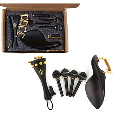 Abbildung von Yinfente 4/4 Violinen Set, volle Größe, Zubehör für Violine, Saitenhalter, Kinnhalter, Klemme, Endstift (4/4)