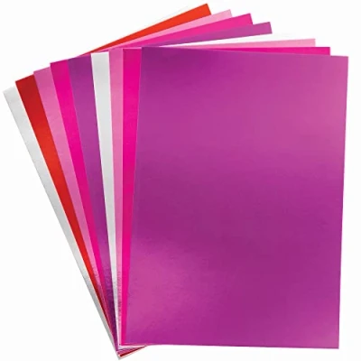 Abbildung von Baker Ross Metallischer Bastelkarton in Rot, Rosa und Lila 20 Blatt, Valentinstag Basteln Karte für Kinder Erwachsene (FC302)