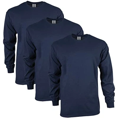 Abbildung von Gildan Unisex Langärmliges T shirt aus Ultra baumwolle, Stil G2400 Shirt, Marineblau (3er pack), XL