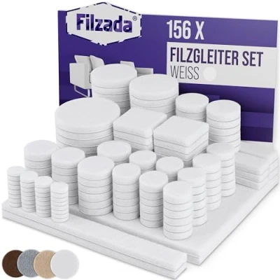 Abbildung von Filzada Filzgleiter 156 St Selbstklebend Set Möbelgleiter Filz Rund Eckig