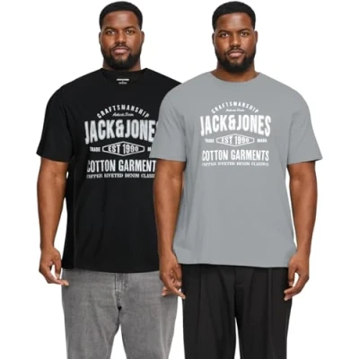 Abbildung von Jack and Jones Große Größe T Shirt für Herren Übergröße Männer 3XL bis 6XL einzeln und Multi Set (Doppelpack Mix 14, 5XL)