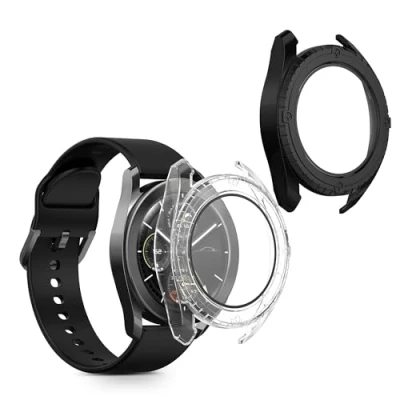 Abbildung von kwmobile 2X Cover kompatibel mit Xiaomi Watch S3 Hülle Fullbody Fitnesstracker Case Set aus Glas Schwarz Transparent
