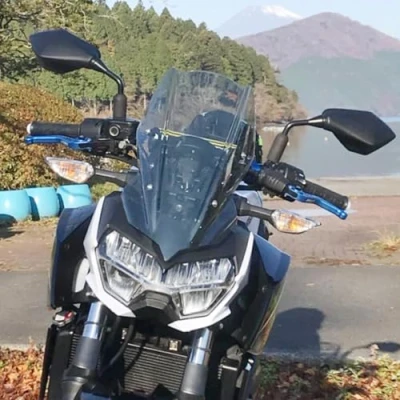 Abbildung von Motorrad Windschild Windabweiser mit Halterung Kompatibel Z400 Z 400 2019 2020 2021 2022 2023 2024, Windschutzscheibe Windschutz Wind Luftabweiser, Schwarz (Geräuchert)