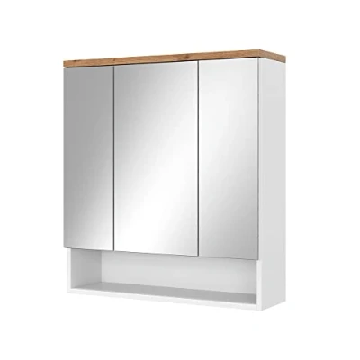 Abbildung von Vicco Badezimmerspiegelschrank Eden, Weiß Hochglanz/Artisan Eiche, 70 x 77.5 cm mit 3 Türen