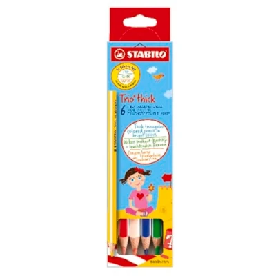 Abbildung von Dreikant Buntstift STABILO Trio dick 6er Pack mit 6 verschiedenen Farben