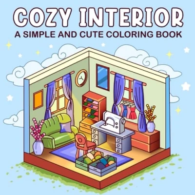 Abbildung von Cozy Interior: A Simple and Cute Coloring Book Featuring Calming Spaces Design for Mindfulness.