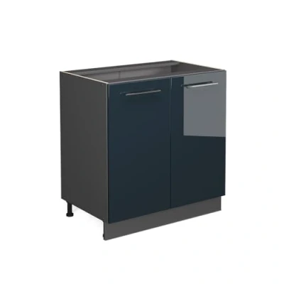 Abbildung von Vicco Küchenunterschrank Fame Line, Dunkelblau Hochglanz, 80 cm mit Regal, ohne Arbeitsplatte