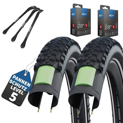 Abbildung von 2er Set Schwalbe Fahrradreifen Smart Sam Plus 28 Zoll x 1.60 (42 622) + auswählbar mit Schläuchen AV/DV/SV/Ohne 3 MSZweirad Reifenheber (SV Ventil Schläuche, 28x1.60 622))