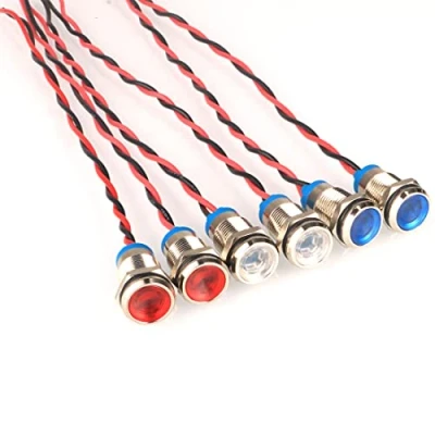 Abbildung von GUUZI 6pcs 12V 24V 10mm LED Panel Pilot Dash Warnlicht Kontrollleuchte Lampe Glühbirnen Richtungs (Rot/Blau/Weiß)