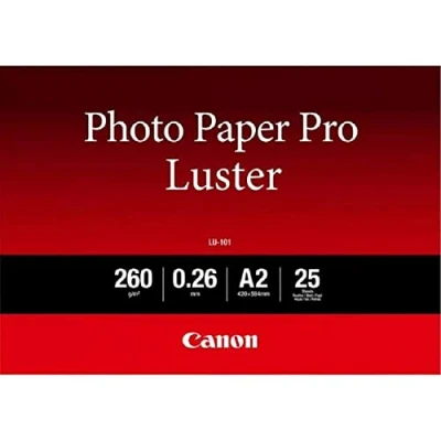 Abbildung von Canon Fotopapier Luster LU 101 glänzend weiß (DIN A2, 25 Blatt) für Tintenstrahldrucker PIXMA Drucker 42x59,4 cm (260 g/qm), 2511818, 2 5 Blatt
