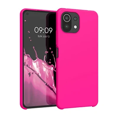 Abbildung von kwmobile Hülle kompatibel mit Xiaomi 11 Lite (5G) NE/Mi Silikon Handy Case Handyhülle weiche Oberfläche kabelloses Laden Neon Pink