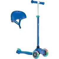 Abbildung von GLOBBER PRIMO PLUS LIGHTS dunkelblau türkis. mit Leuchtrollen inkl. Helm