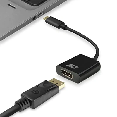 Abbildung von ACT USB C auf DisplayPort Adapter, 4K@60Hz, Kabel, zum Anschließen Eines Zusätzlichen Monitors, für Tablet, Smartphone, Laptop AC7320, 15cm