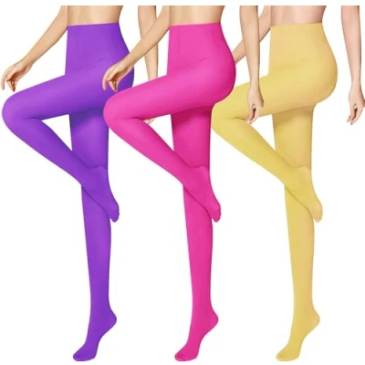 Abbildung von Libella 3er Pack bunte Damen Strumpfhose Mikrofaser 80 DEN in Klassischen und Trendfarben 27227 Pink+Gelb+Violett M