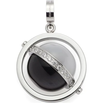 Abbildung von JEWELS BY LEONARDO Anhänger Clip &amp; Mix Rita, Ketten aus silberfarbenem Edelstahl, drehbare Kugel weißem und schwarzem Catseye, Schiene mit Zirkonia Steinen, Schmuck Geschenk, 024421