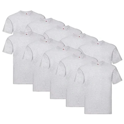 Abbildung von Fruit of the Loom Original T Shirt, Farbe:10x Grau + 1 HL Kauf Notizblock, Größe:3XL