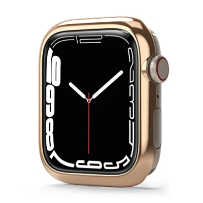 Abbildung von Ringke Bezel Styling Kompatibel mit Apple Watch Series 9/8/7 (45mm) Hülle, Lünette Ring Kleber Abdeckung Kratzfest Stainless Steel Schutzthülle Rose Gold (45 02)
