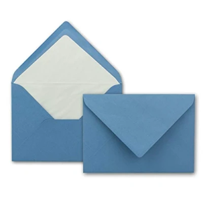 Abbildung von 75x Kuverts in Himmelblau Brief Umschläge DIN B6 12,5 x 17,6 cm geripptes Papier weißes Seidenfutter für Weihnachten &amp; festliche Anlässe