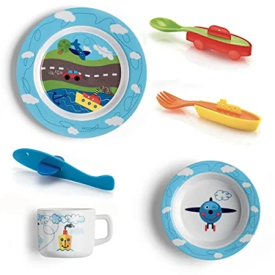 Abbildung von Guzzini Bimbi, Traffic Tischset, Tief, Flachteller, Glas, Bestecke , 39x25.5x7 cm 08100052
