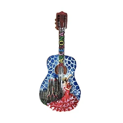 Abbildung von 3D Gitarre Barcelona Spanien Kühlschrank Kühlschrankmagnet Tourist Souvenirs Handmade Harz Handwerk Magnetische Aufkleber Home Küche Dekoration Reise Geschenk