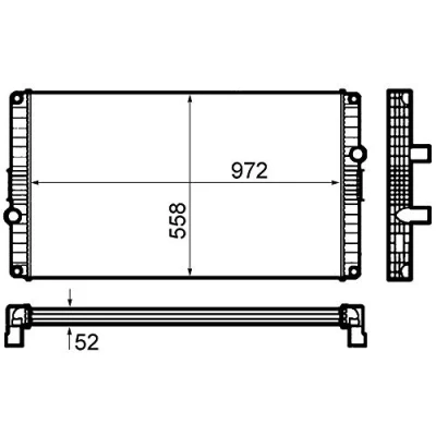 Abbildung von MAHLE ORIGINAL CR 1920 000P Kühler, Motorkühlung 972mm 558mm 52mm Kühlrippen gelötet