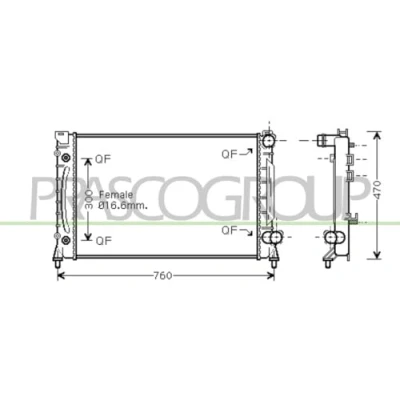 Abbildung von PRASCO AD032R018 Kühler, Motorkühlung Aluminium 682 438 40 mit Schnellkupplungen Kühlrippen gelötet AUDI: A6 C5 Avant, Limousine