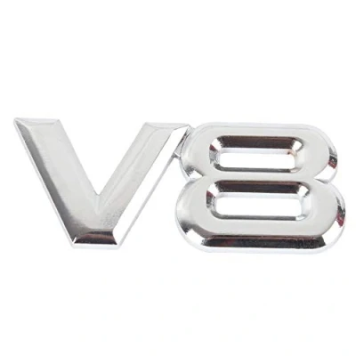 Abbildung von 1 Stücke 3D Auto Logo Emblem V8 Metall Aufkleber Abzeichen Karosserie Für