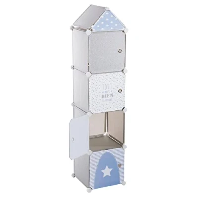 Abbildung von Atmosphera Kinder Aufbewahrungsboxen Colonne Grau und blau 34 x 139 cm