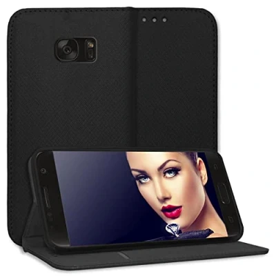 Abbildung von mtb more energy® Schutz Tasche Smart Magnet kompatibel mit Samsung Galaxy S7 (SM G930, 5.1&#039;&#039;) schwarz Bookstyle Klapp Cover Hülle Wallet Case