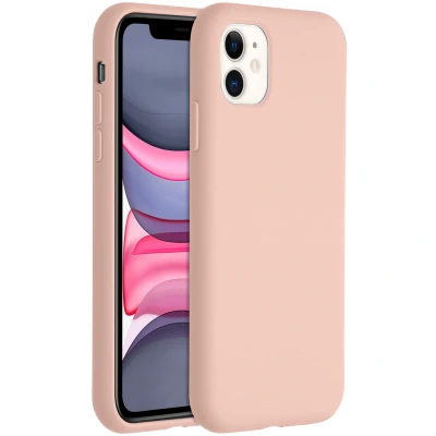Abbildung von Apple iPhone 11 Hülle Silikon Accezz Soft Case/Backcover Handyhülle Rosa