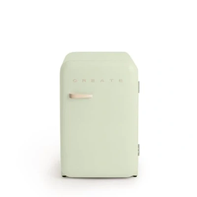 Abbildung von CREATE / RETRO FRIDGE 83.5 SAND/Kühlschrank in Pastellgrün, Griff Sand 98W, niedriger Verbrauch, 2 Ablagen, Temperaturregler, Flaschenhalter, 56x54x84cm