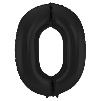 Abbildung von Folie Ballon Nummer 0 Matt Black Metallic 86 cm