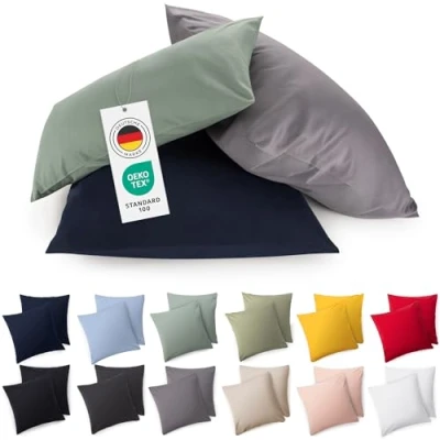 Abbildung von Blumtal Kissenbezug Premium Jersey 2er Set, Oeko Tex Zertifiziert, (2 Stück), 100% Baumwolle