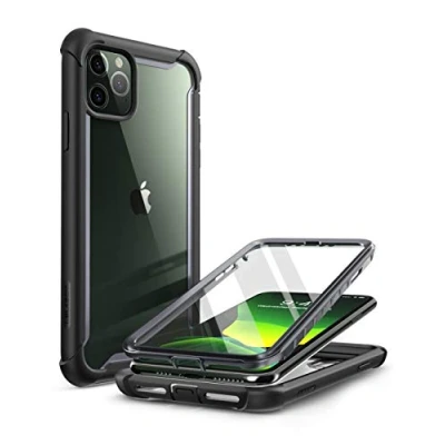 Abbildung von i Blason Transparent Hülle für iPhone 11 Pro Max (6.5&#039;&#039;) Bumper Case 360 Grad Handyhülle Robust Schutzhülle Cover [Ares] mit Displayschutz, Schwarz