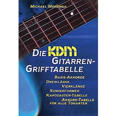 Abbildung von Die KDM Gitarren Grifftabelle: Basis Akkorde, Dreiklänge, Vierklänge, Sonderformen, Kapodaster Tabelle, Akkord Tabelle für alle Tonarten