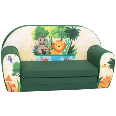 Abbildung von Delsit Kindersofa zum Ausklappen Kinder Sofa mit Schaumstofffüllung Abnehmbarem Bezug Kindermöbel Mädchen &amp; Jungen Kindercouch 9 Monate bis 4 Jahre DT2 23061