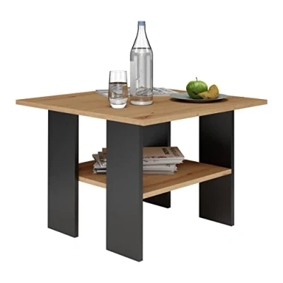 Abbildung von Home Collective Couchtisch Anthrazit Sonoma braun, Beistelltisch Loft Design, Kratzfeste Oberfläche, Wohnzimmer Couch Tisch Beistell 60x60x45 cm (LxBxH)