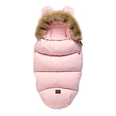 Abbildung von Fußsäcke für Kinderwagen Universal Winter Warm Wasserdicht Winddicht Waschbar Baby Schlafsäcke Kinderwagen, Autositz, Sportwagen, Buggy, Babyschale (Rosa)