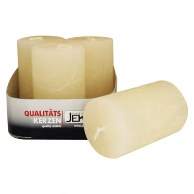 Abbildung von JEKA Kerzen GmbH 4er Tray Ebersbacher rustikale Stumpenkerzen, Creme, (Ø x H) 50 80 mm
