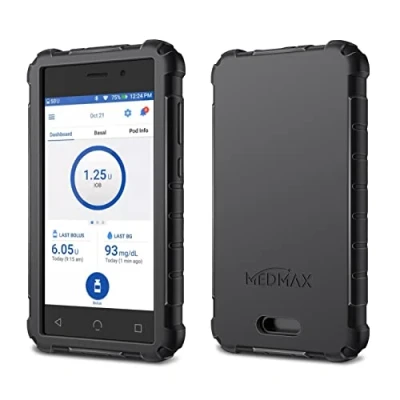 Abbildung von MEDMAX Hülle für Omnipod Dash PDM (Personal Diabetes Manager), Leichte stoßfeste Anti Rutsch Silikon Schutzhülle Cover mit erhabener Abschrägung Gerät (Schwarz)