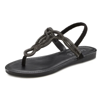 Abbildung von LASCANA Zehentrenner &quot;Sandale, Pantolette&quot;, Sandale mit Schmucksteinen in Glitzer Optik VEGAN