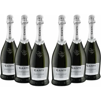 Abbildung von Canti Secco, trockener Weißwein 10,5%, italienische Glera , Trebbiano und Garganega Trauben, fruchtiger frischer Geschmack, 6x750 ml