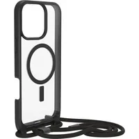 Abbildung von OtterBox React Necklace Hülle mit MagSafe für iPhone 16 Pro Max, ultraschlanke, schützende Verstellbarer und Abnehmbarer Handykette, Getestet nach Militärstandard, Transparent/Schwarz