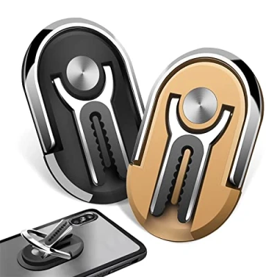 Abbildung von 2 Stück Handyhalter fürs Auto, Finger Handy Ring Halterung, 360 Rotation, Multifunktionaler Universeller Handyhalter, Verwendet für Auto Luftaustritt, Hause (Schwarz + Gold)