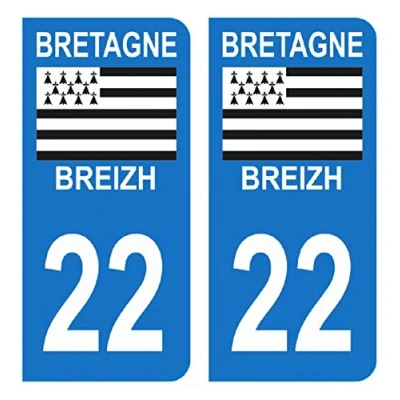 Abbildung von Hadexia Aufkleber für Nummernschild, Auto, Departement 22 Côtes d&#039;Armor Logo, Bretagne Breizh Symbol