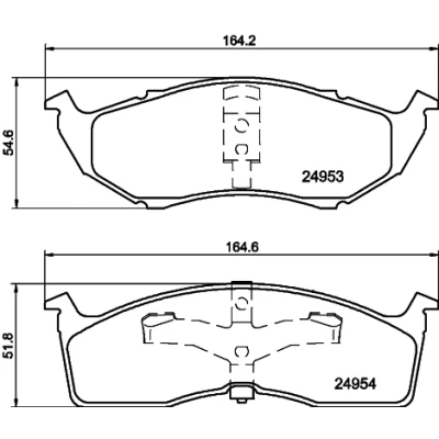 Abbildung von HELLA 8DB 355 014 971 Bremsbelagsatz nicht für Verschleißwarnanzeiger vorbereitet CHRYSLER: Voyager 4, / Grand 3, NEON 2