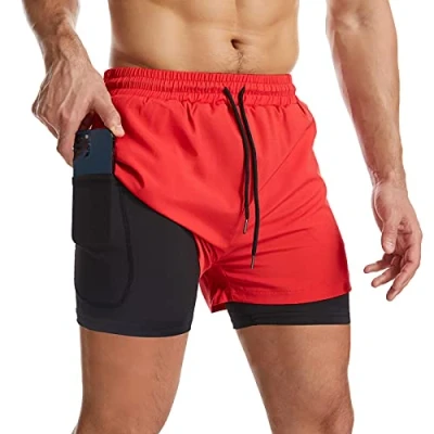 Abbildung von Danfiki Laufshorts Herren Kurze Sporthose Kurz mit Tasche Laufhose Kurzmit Taschen Hosen Fitness