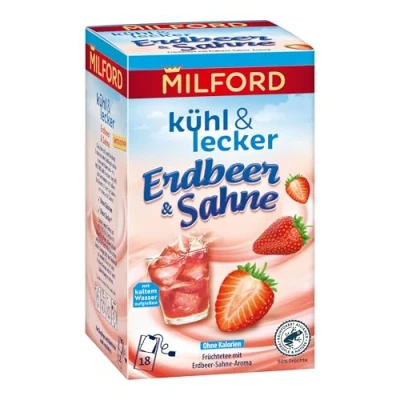 Abbildung von MILFORD kühl &amp; lecker Erdbeer Sahne Früchtetee mit Aroma 18 Teebeutel