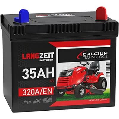 Abbildung von Langzeit Rasentraktor Batterie 12V 35Ah Starterbatterie Aufsitzmäher Rasenmäher Plus Pol RECHTS statt 26Ah 30Ah 32Ah